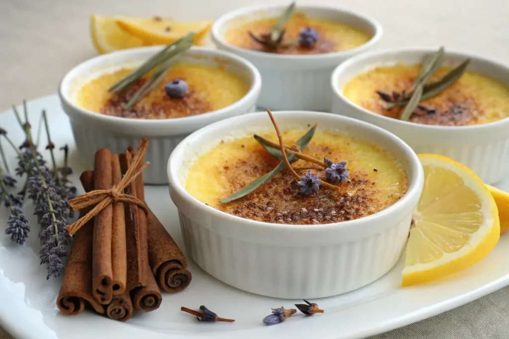 Milk-based crème brûlée with flavor add-ins