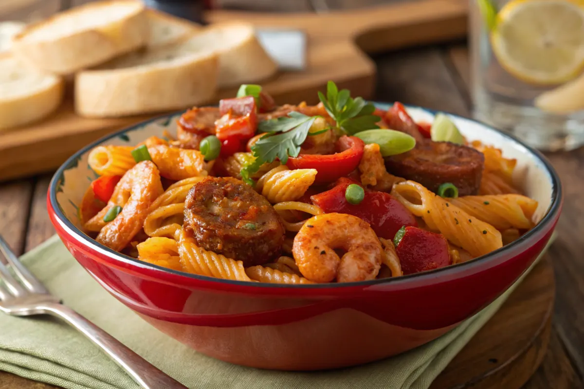 Bowl of Pastalaya with sausage