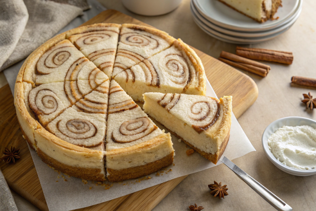 what are the ingredients in cheesecake factory cinnabon cinnamon swirl cheesecake? slice top-down view