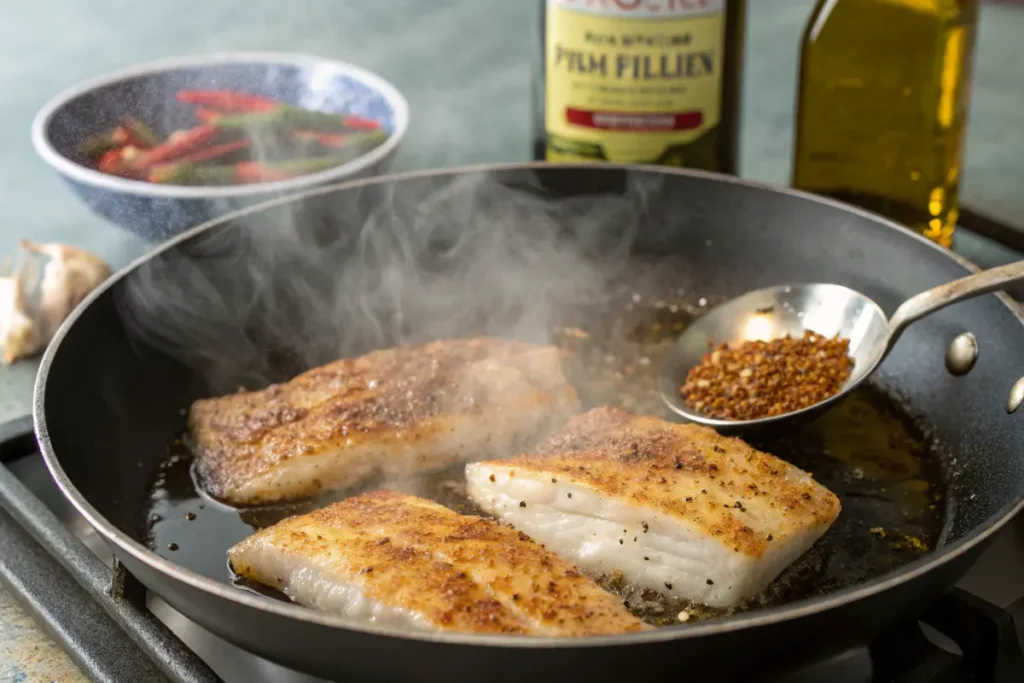 Pan-searing Trader Joe’s fish in a skillet