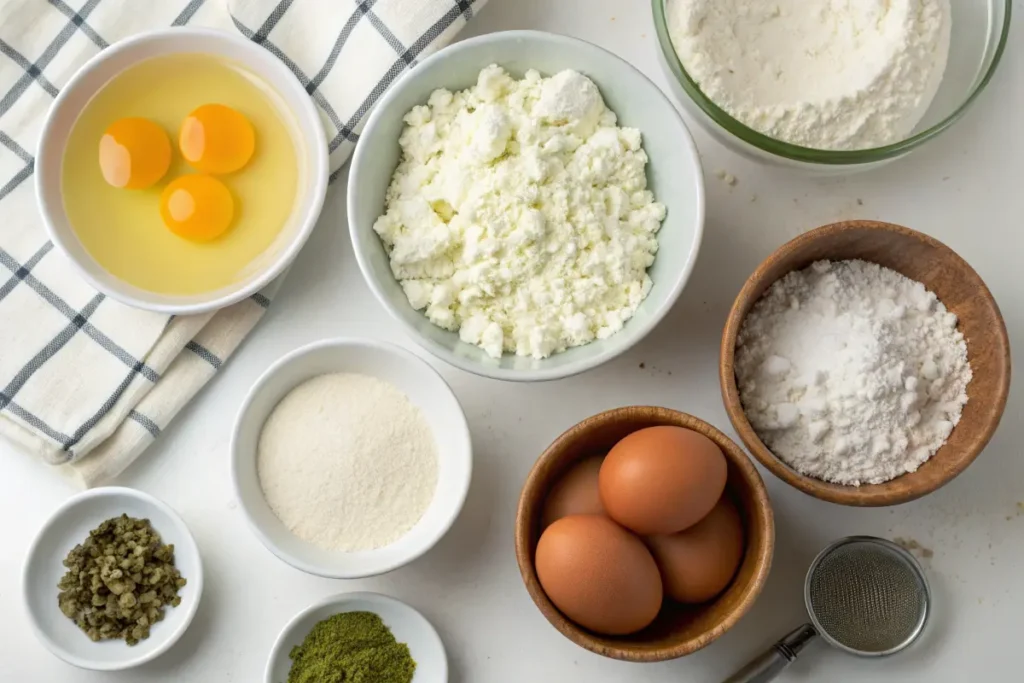 Ingredients for cottage cheese flatbread prep