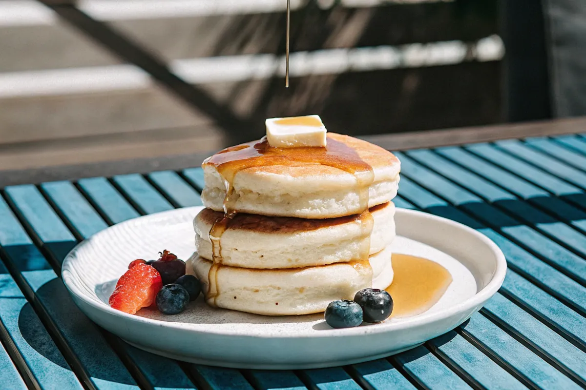 Egg added to pancake mix for fluffier pancakes