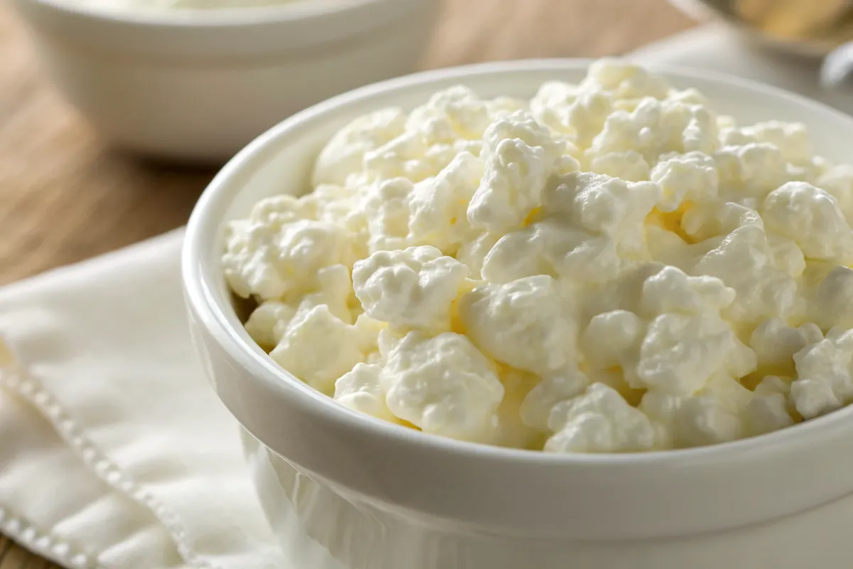 A bowl of fresh cottage cheese, illustrating what does cottage cheese do in baking?