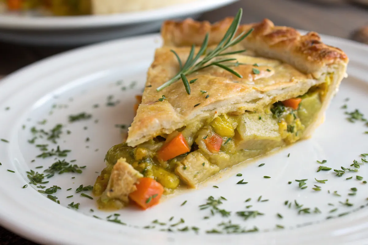 Delicious curry chicken potpie with golden crust