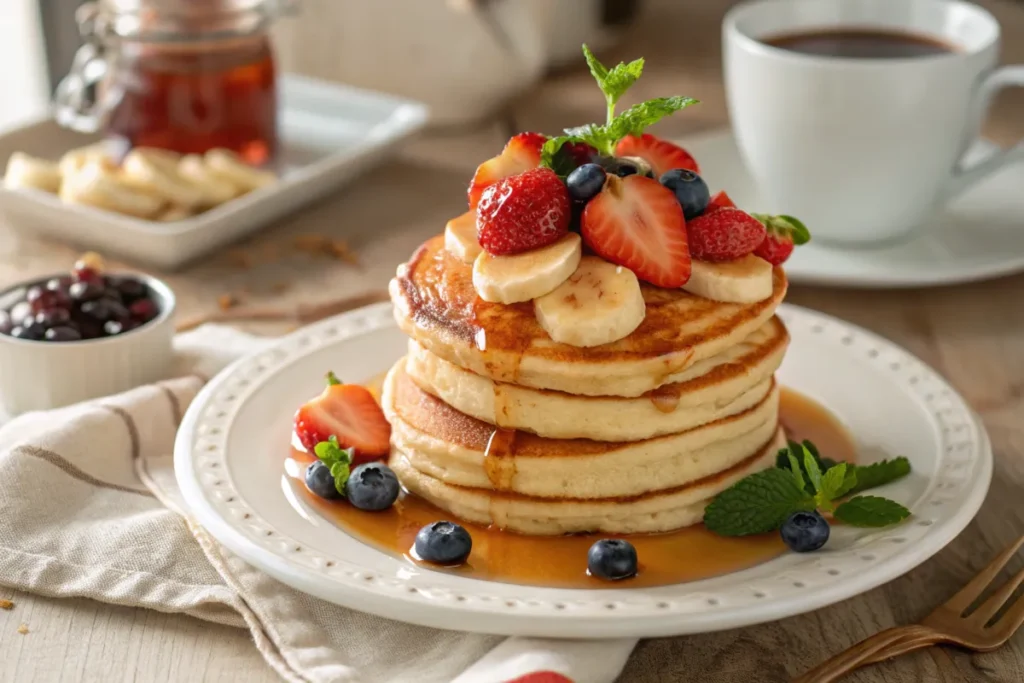 Fluffy homemade hotcakes made from hotcake mix recipe.