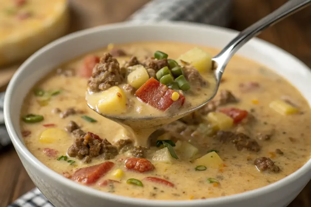 Creamy cheeseburge soup