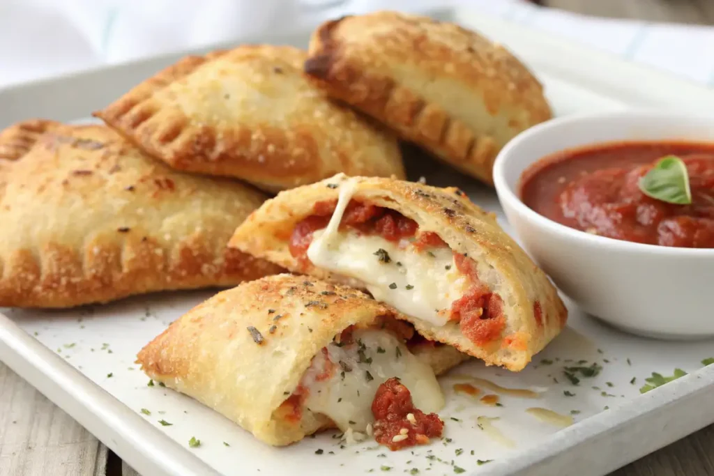 Crispy Breakfast Pizza Rolls Served with Dipping Sauce