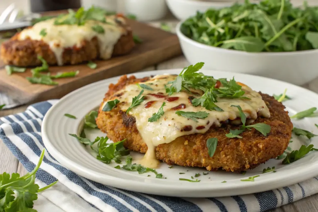 Crispy and cheesy longhorn parmesan chicken recipe served with marinara sauce