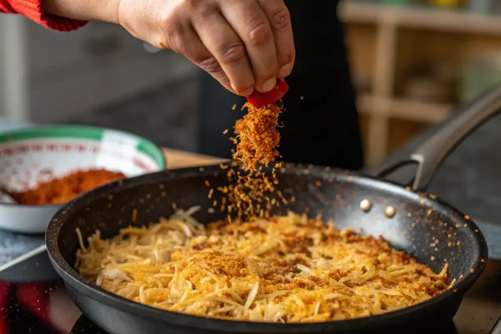 Golden Brown Frozen Hash Browns in a Pan