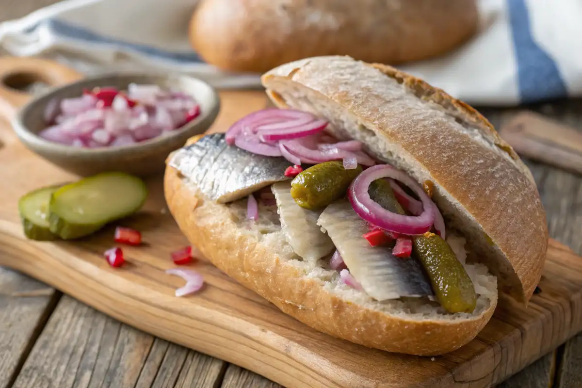 Delicious matjesbrötchen recipe showcasing fresh herring on a crusty roll