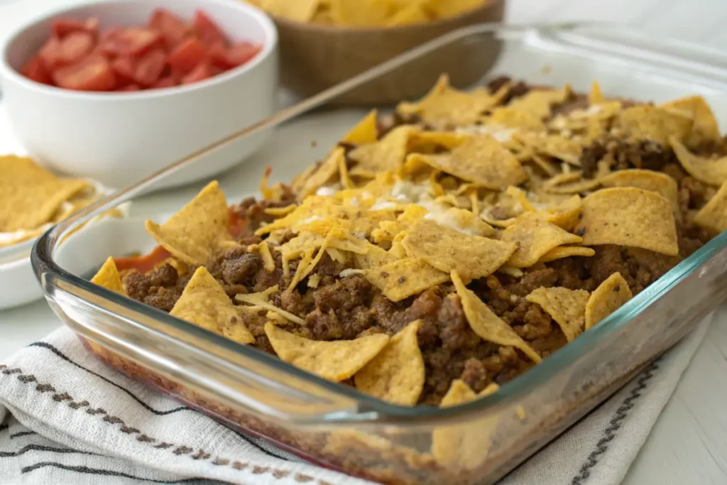 Walking taco casserole recipe overview