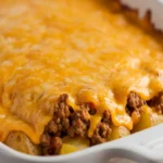 Steamy taco potato casserole with melted cheese