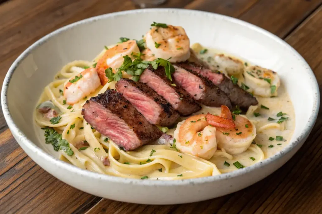 Surf and turf Alfredo