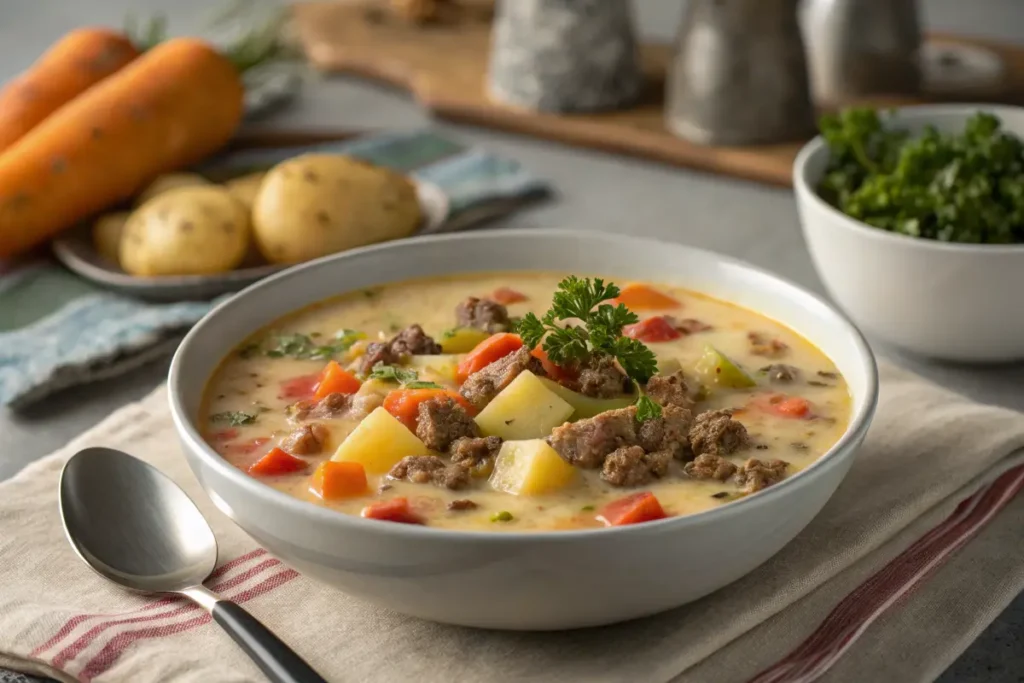 creamy cheeseburger soup