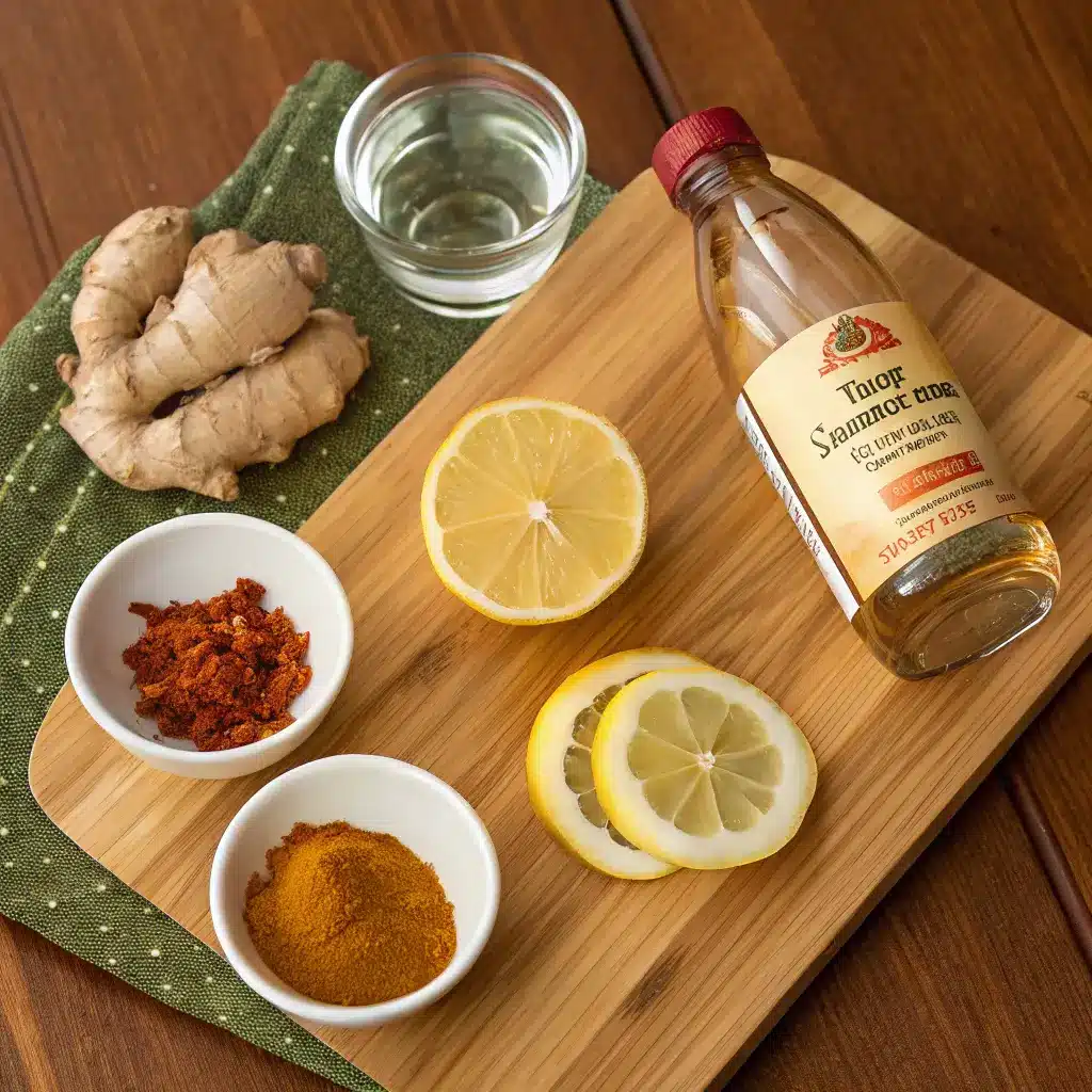 4-ingredient natural mounjaro ingredients including ginger, lemon, cayenne, and apple cider vinegar