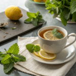lemon balm tea recipe for weight loss in a rustic kitchen setting