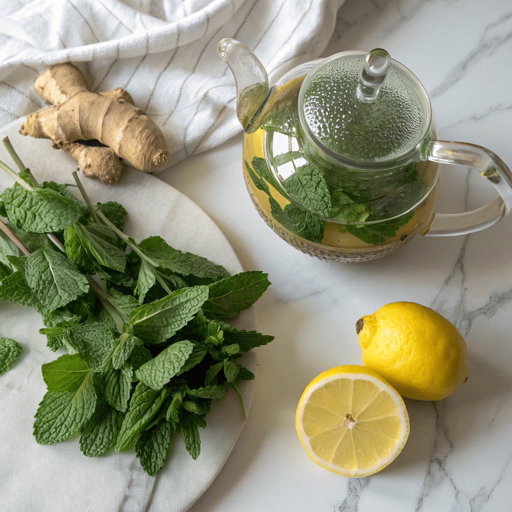 lemon balm detox tea for belly fat and digestion