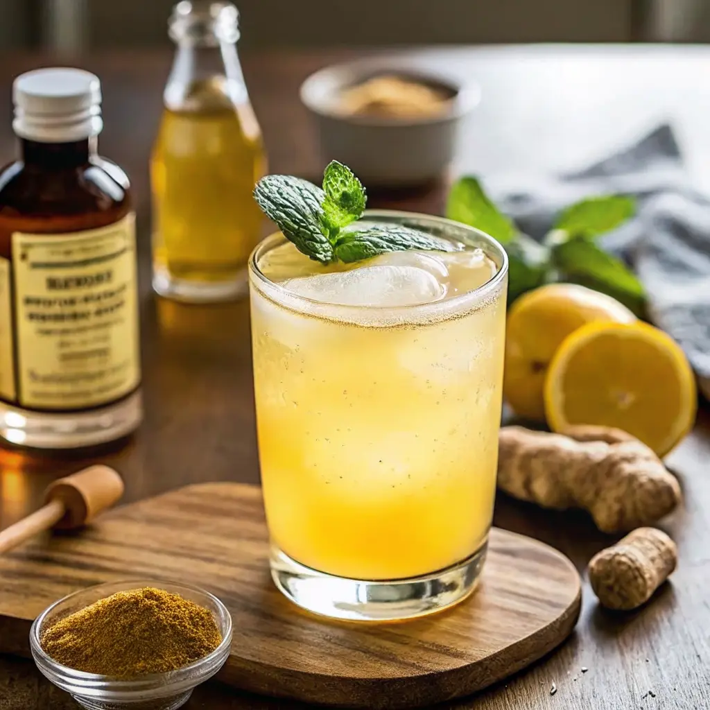 natural mounjaro recipe for weight loss drink with lemon, ginger, and apple cider vinegar