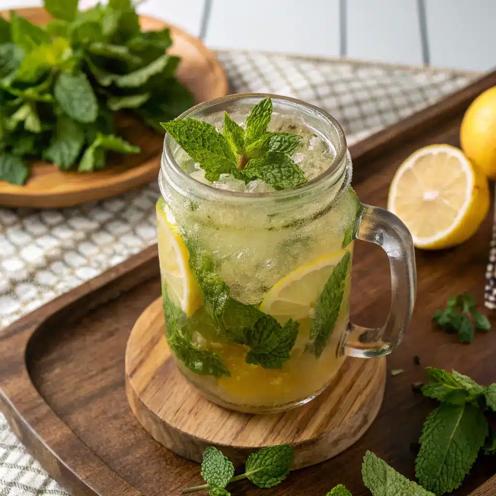Brazilian Mounjaro drink served with mint and lemon