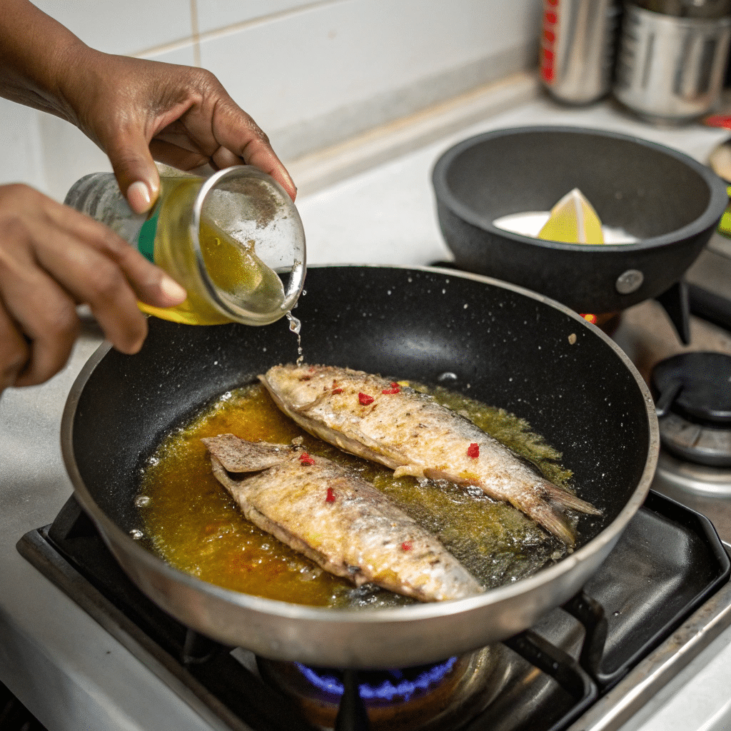 Cooking mojarra fish step by step – frying and seasoning