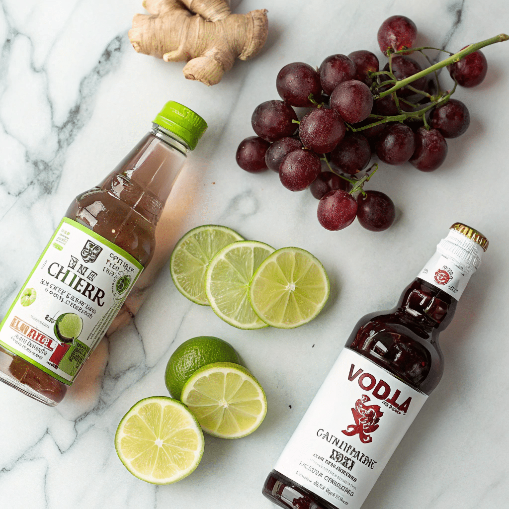 transfusion drink mocktail ingredients on marble
