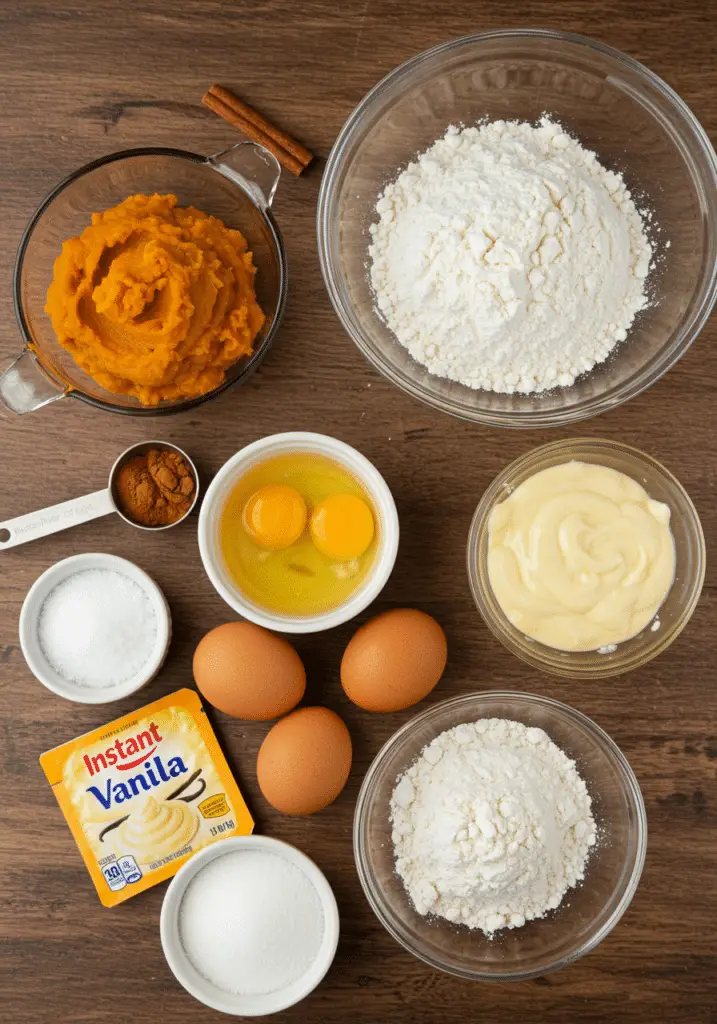 Ingredients for pumpkin bread recipe