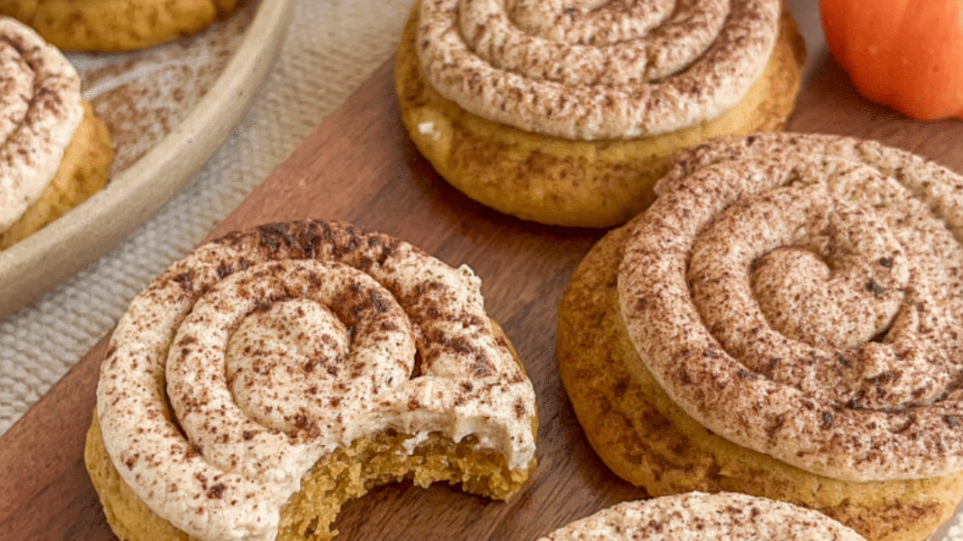 Soft Pumpkin Cookies with Cinnamon Frosting