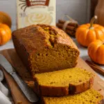 Moist pumpkin bread with vanilla pudding